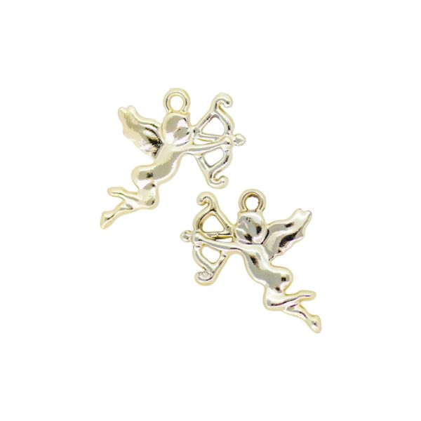 METAL BEADS WITH GLOSS - PENDANT - CUPID 02 - 20x22x2mm GOLD (LIGHT) - PACKAGE 100g 63pcs. Hole-1.8mm