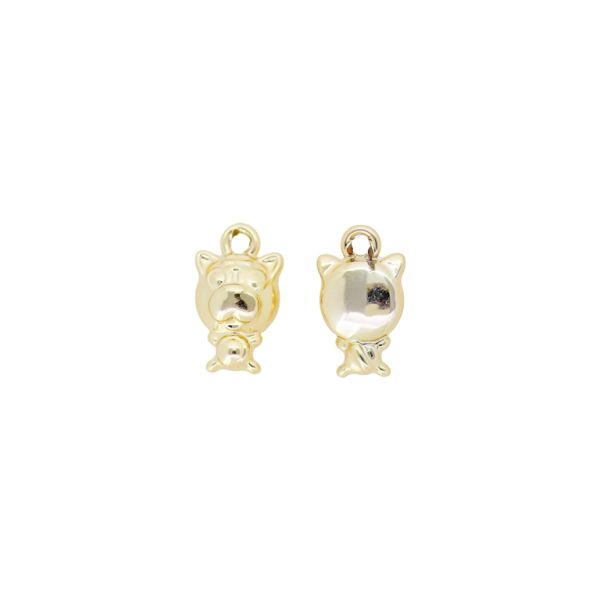 METAL BEADS WITH GLOSS - PENDANT - DOG 05 FRENCH BULLDOG - 9x16x6mm GOLD - PACKAGE 100g 56pcs. Hole-2.0mm