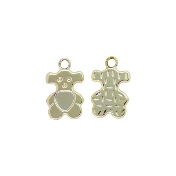 METAL BEADS WITH GLOSS - PENDANT - BEAR 05 - 14x23x1.6mm GOLD (LIGHT) - PACKAGE 100g 59pcs. Hole-3.0mm