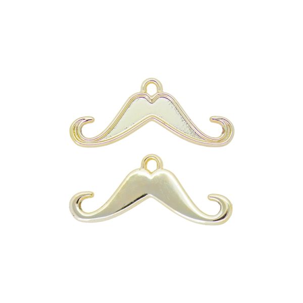 METAL BEADS WITH GLOSS - PENDANT - MUSTACHE 01 - 35x14x2.0mm GOLD (LIGHT) - PACKAGE 100g 54pcs. Hole-1.6mm