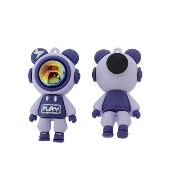 PLASTIC BEADS - SILICONE 3D - PENDANT - COSMONAUT 02 WITH BUTTON - 32x58x25mm PURPLE (LIGHT)-PURPLE (DARK)-BLUE (LIGHT) - PACKAGE 10pcs. Hole-1.8mm