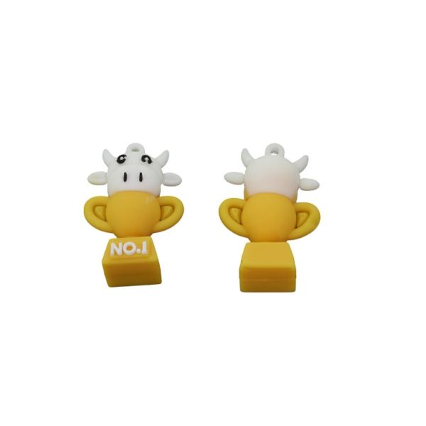 PLASTIC BEADS - SILICONE 3D - PENDANT - COW 01 STATUETTE - 25x38x15mm YELLOW-WHITE-BLACK - PACKAGE 20pcs. Hole-1.8mm