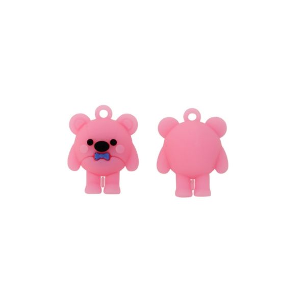 PLASTIC BEADS - SILICONE 3D - PENDANT - BEAR 31 - 24x31x20mm PINK ELECTRICAL-BLACK-BLUE (DARK) - PACKAGE 20pcs. Hole-3.0mm
