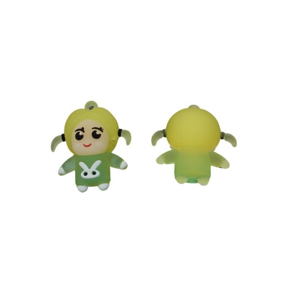 PLASTIC BEADS - SILICONE 3D - PENDANT - GIRL 19 - 30x35x16mm YELLOW-GREEN-BLACK - PACKAGE 20pcs. Hole-1.8mm