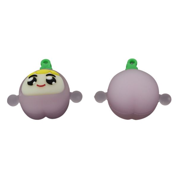 PLASTIC BEADS - SILICONE 3D - PENDANT - FRUIT 01 - 44x40x27mm PURPLE (LIGHT)-YELLOW-GREEN - PACKAGE 10pcs. Hole-1.8mm