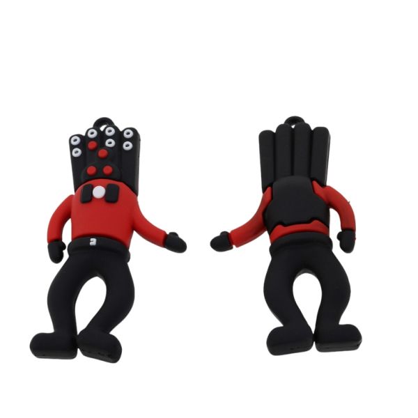 PLASTIC BEADS - SILICONE 3D - PENDANT - HUMANOID 01 SKIBIDI - 35x70x16mm BLACK-RED-WHITE - PACKAGE 10pcs. Hole-1.8mm