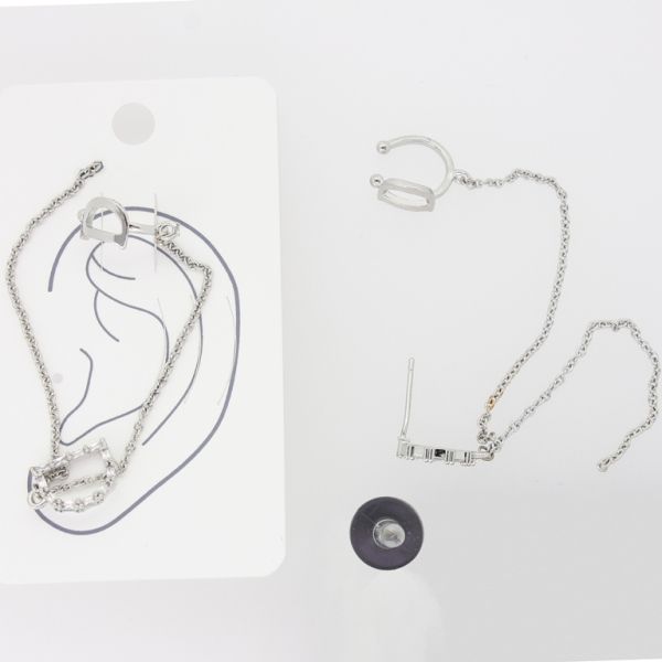 JEWELRY - EARRINGS - FOR CARTILAGE (CUFF) - LEFT - BRASS AND ZIRCON Е484 - NICKEL AND WHITE - 1pc.