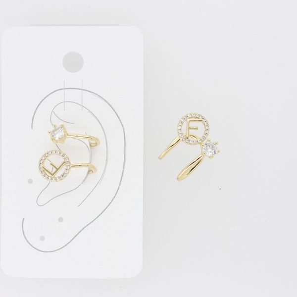 JEWELRY - EARRINGS - FOR CARTILAGE (CUFF) - BRASS AND ZIRCON Е474 - GOLD AND WHITE - PACKAGE (3pcs.)