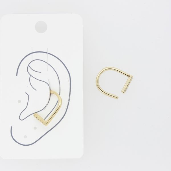 JEWELRY - EARRINGS - FOR CARTILAGE (CUFF) - BRASS AND ZIRCON Е476 - GOLD AND WHITE - PACKAGE (3pcs.)