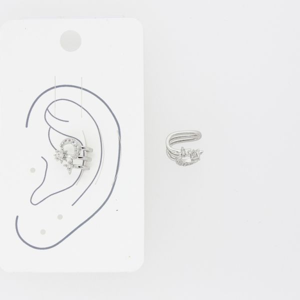 JEWELRY - EARRINGS - FOR CARTILAGE (CUFF) - BRASS AND ZIRCON Е493 - NICKEL AND WHITE - 1pc.