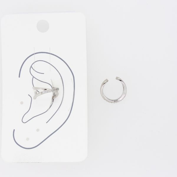 JEWELRY - EARRINGS - FOR CARTILAGE (CUFF) - BRASS AND ZIRCON Е494 - NICKEL AND WHITE - 1pc.
