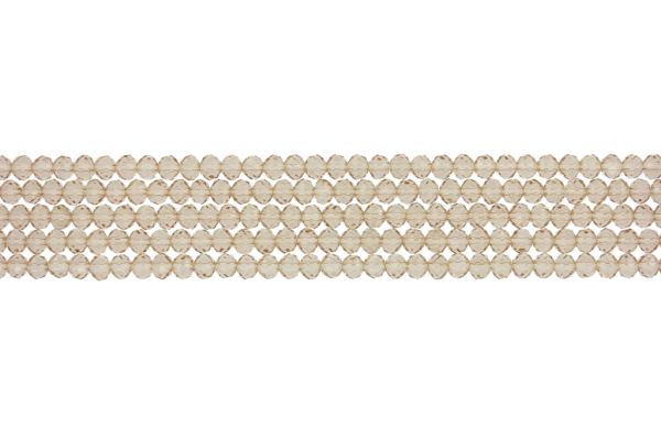 GLASS BEADS - FACETED RONDELLE CRYSTALS - 4x3mm - TRANSPARENT - BEIGE 024 - PACKAGE (5x128pcs.) Hole-1.0mm