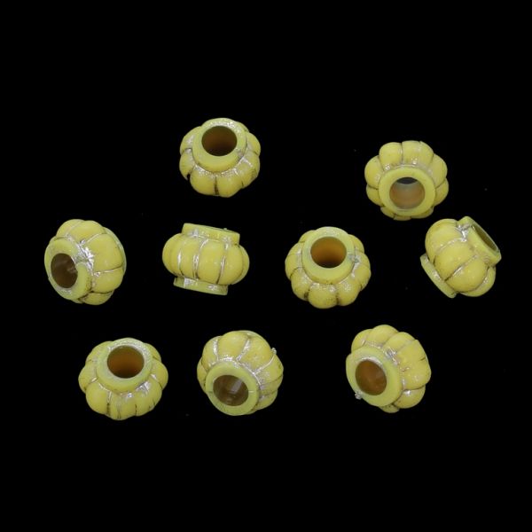 OPAQUE SILVER WASHED PLASTIC BEADS - SILVER THREAD - LANTERN 02 - 7х10mm YELLOW - PACKAGE 500g Hole-4.0mm (1500pcs.)