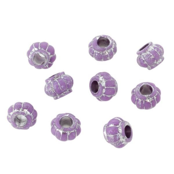 OPAQUE SILVER WASHED PLASTIC BEADS - SILVER THREAD - LANTERN 02 - 7х10mm PURPLE - PACKAGE 500g Hole-4.0mm (1500pcs.)