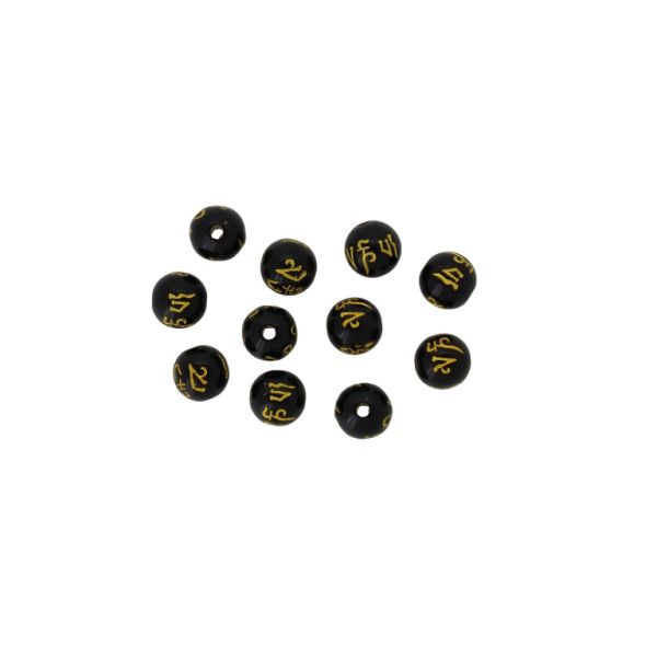 OPAQUE PLASTIC BEADS - BALL SYMBOLS 01 - 8 mm BLACK AND YELLOW - PACKAGE 500g Hole-1.6mm (1950pcs.)