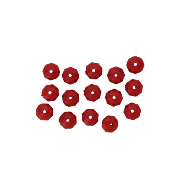 OPAQUE PLASTIC BEADS - WASHER FACETED - 5x8mm RED 00 - PACKAGE 500g Hole-1.0mm (2450pcs.)