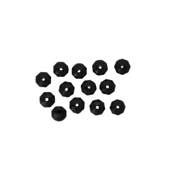 OPAQUE PLASTIC BEADS - WASHER FACETED - 5x8mm BLACK С42 - PACKAGE 500g Hole-1.0mm (2620pcs.)