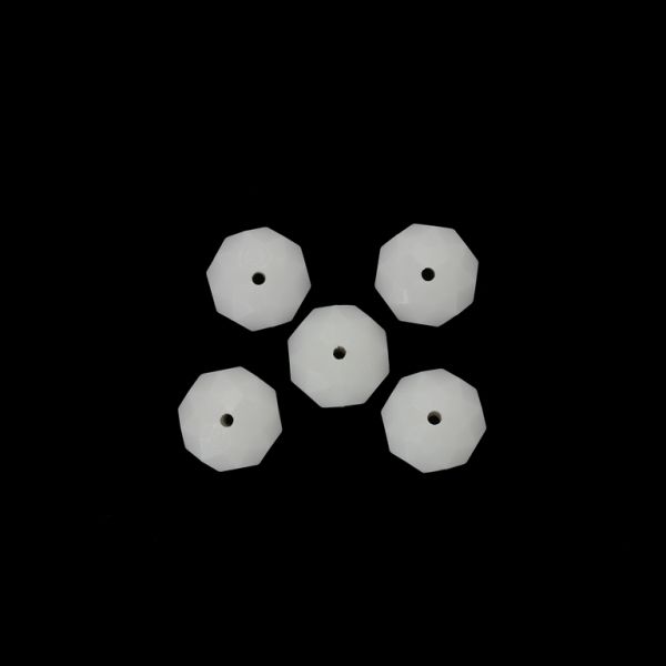 OPAQUE PLASTIC BEADS - WASHER FACETED - 9x14mm WHITE 00 - PACKAGE 500g Hole-1.8mm (495pcs.)