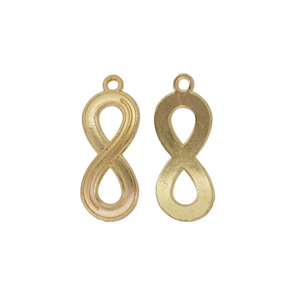 METAL BEADS WITH GLOSS - PENDANT - INFINITY 01 - 13x32x1.3mm GOLD - PACKAGE 100g 47pcs. Hole-2.0mm