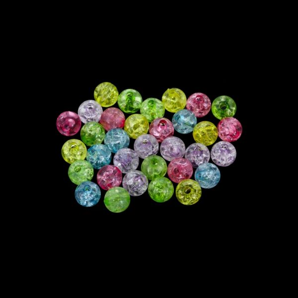 TRANSPARENT PLASTIC BEADS - CRACKLED - BALL - 8mm MIX 02 - 50g Hole-2.2mm (170pcs.)
