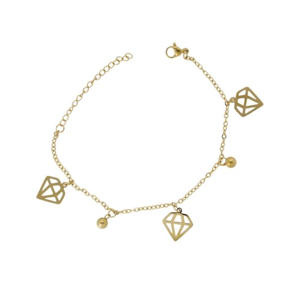 JEWELRY - CHAIN ​​BRACELET - STAINLESS STEEL - DIAMOND G138 - GOLD - PACKAGE 2pcs.