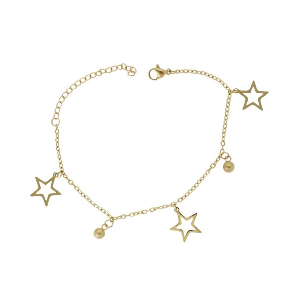 JEWELRY - CHAIN ​​BRACELET - STAINLESS STEEL - STAR G140 - GOLD - PACKAGE 2pcs.