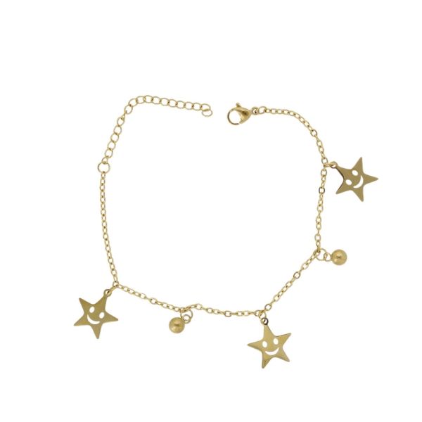 JEWELRY - CHAIN ​​BRACELET - STAINLESS STEEL - STAR G141 - GOLD - PACKAGE 2pcs.