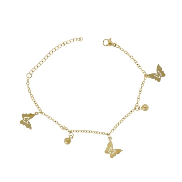 JEWELRY - CHAIN ​​BRACELET - STAINLESS STEEL - BUTTERFLY G139 - GOLD - 1pc.