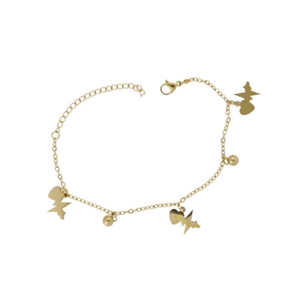 JEWELRY - CHAIN ​​BRACELET - STAINLESS STEEL - HEART G136 - GOLD - PACKAGE 2pcs.