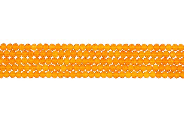 GLASS BEADS - FACETED RONDELLE CRYSTALS - 4x3mm - TRANSPARENT - ORANGE 028 - STRING (128pcs.) Hole-1.0mm
