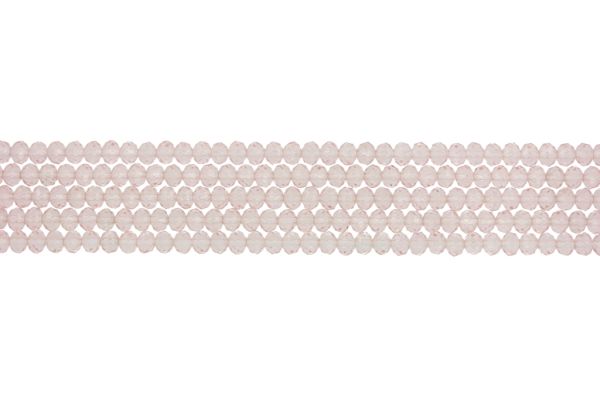 GLASS BEADS - FACETED RONDELLE CRYSTALS - 4x3mm - TRANSPARENT - PINK (LIGHT) 030 - PACKAGE (5x128pcs.) Hole-1.0mm