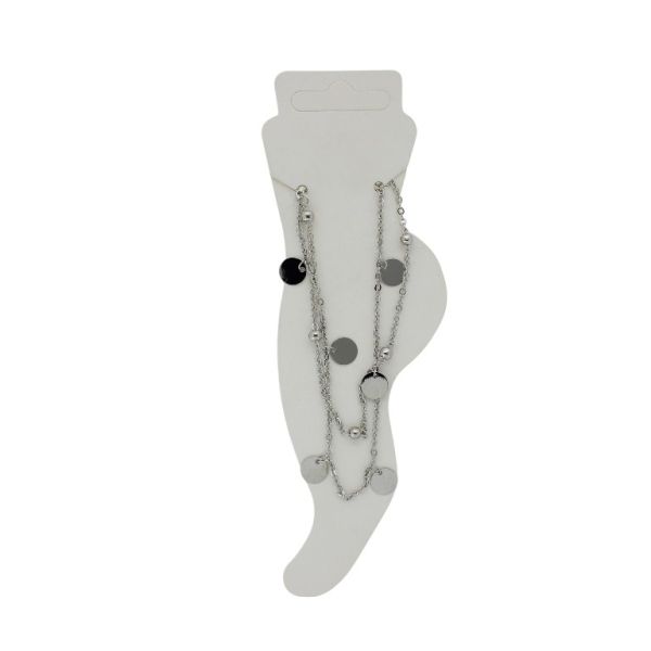 БИЖУТЕРИЯ - ГРИВНА ЗА КРАК - МЕТАЛ - СИНДЖИР - 19 см КРЪГ GK067 - НИКЕЛ - ПАКЕТ 3 бр.