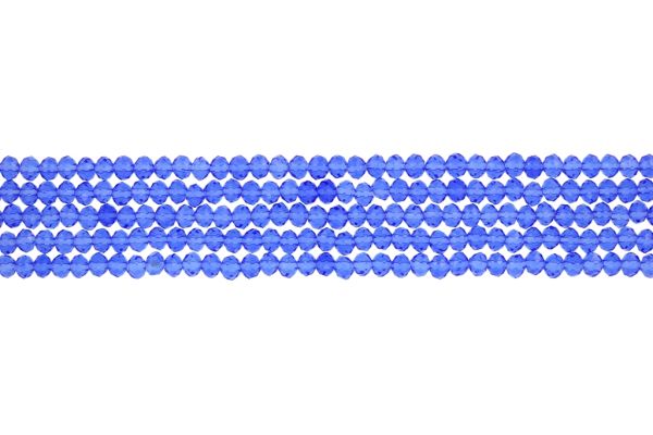 GLASS BEADS - FACETED RONDELLE CRYSTALS - 4x3mm - TRANSPARENT - BLUE 004 - PACKAGE (5x128pcs.) Hole-1.0mm