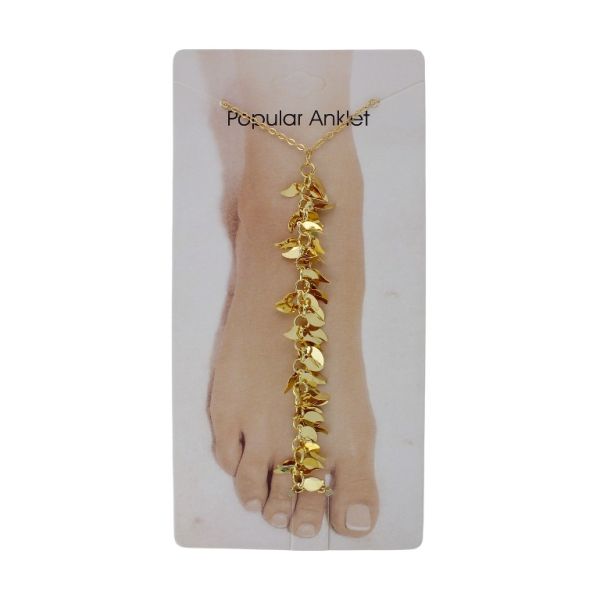 JEWELRY - ANKLET - METAL - CHAIN - 20cm LEAVES GK111 - GOLD - 1pc.