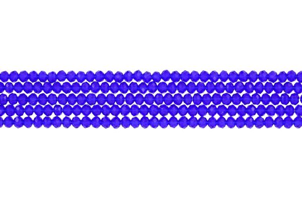 GLASS BEADS - FACETED RONDELLE CRYSTALS - 4x3mm - TRANSPARENT - BLUE (DARK) 005 - PACKAGE (5x128pcs.) Hole-1.0mm