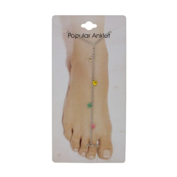 JEWELRY - ANKLET - METAL AND CRYSTALS - CHAIN - 20cm FLOWER GK097 - NICKEL AND MIX 01 - 1pc.