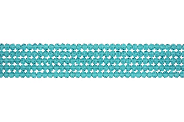 GLASS BEADS - FACETED RONDELLE CRYSTALS - 4x3mm - TRANSPARENT - TURQUOISE 022 - PACKAGE (5x128pcs.) Hole-1.0mm