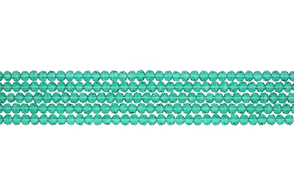 GLASS BEADS - FACETED RONDELLE CRYSTALS - 4x3mm - TRANSPARENT - TURQUOISE GREEN 023 - PACKAGE (5x128pcs.) Hole-1.0mm
