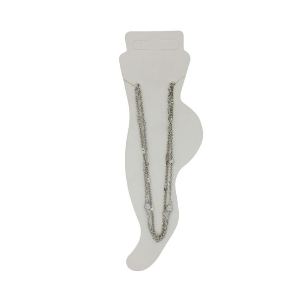 JEWELRY - ANKLET - METAL AND CRYSTALS - CHAIN - 22cm CHAIN GK054 - NICKEL AND WHITE - 1pc.