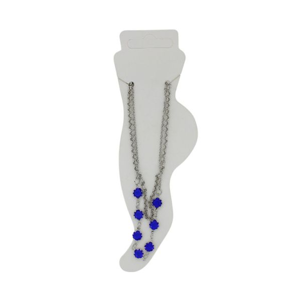 JEWELRY - ANKLET - METAL AND CRYSTALS - CHAIN - 25cm CIRCLE GK061 - NICKEL AND BLUE (DARK) - 1pc.