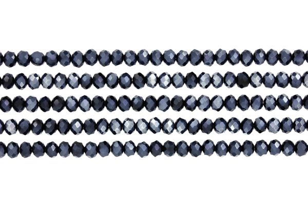 GLASS BEADS - FACETED RONDELLE CRYSTALS - 6x5mm - METALLIC - HEMATITE 113 - STRING (88pcs.) Hole-1.2mm