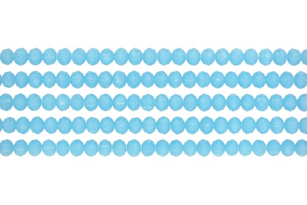 GLASS BEADS - FACETED RONDELLE CRYSTALS - 6x5mm - MILKY - BLUE (LIGHT) 041 - PACKAGE (5x88pcs.) Hole-1.2mm