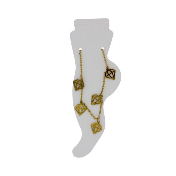 JEWELRY - ANKLET - STAINLESS STEEL - CHAIN - 18.5cm DIAMOND GK079 - GOLD - PACKAGE 2pcs.