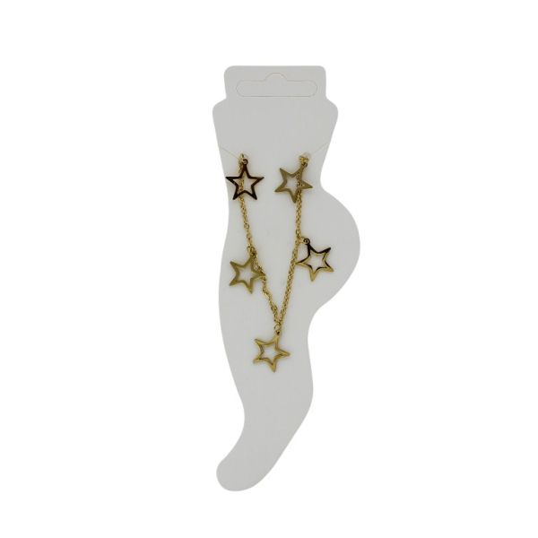 JEWELRY - ANKLET - STAINLESS STEEL - CHAIN - 18.5cm STAR GK074 - GOLD - PACKAGE 2pcs.