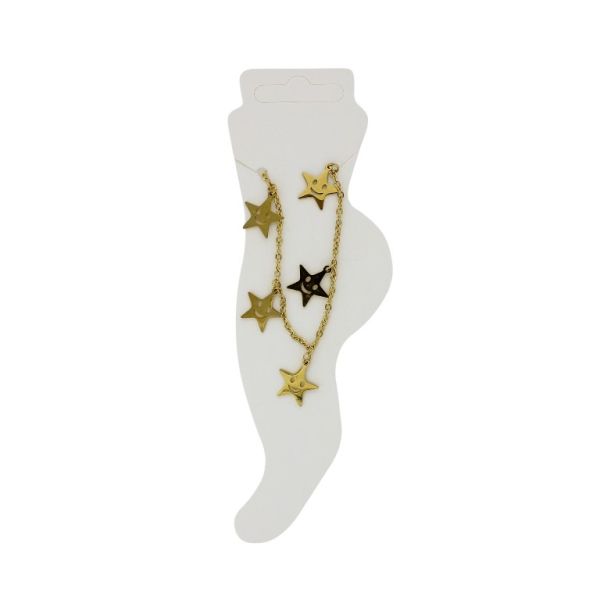 JEWELRY - ANKLET - STAINLESS STEEL - CHAIN - 18.5cm STAR GK076 - GOLD - PACKAGE 2pcs.