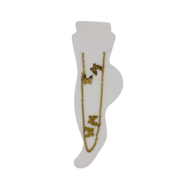 JEWELRY - ANKLET - STAINLESS STEEL - CHAIN - 18.5cm BUTTERFLY GK078 - GOLD - 1pc.