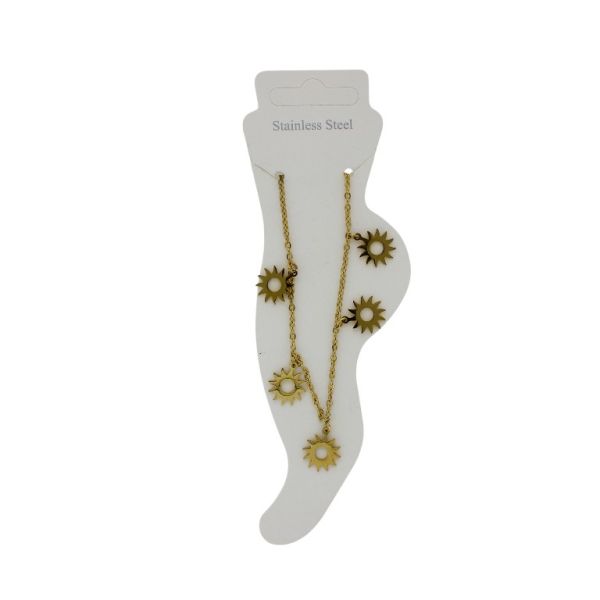 JEWELRY - ANKLET - STAINLESS STEEL - CHAIN - 18.5cm SUN GK082 - GOLD - PACKAGE 2pcs.