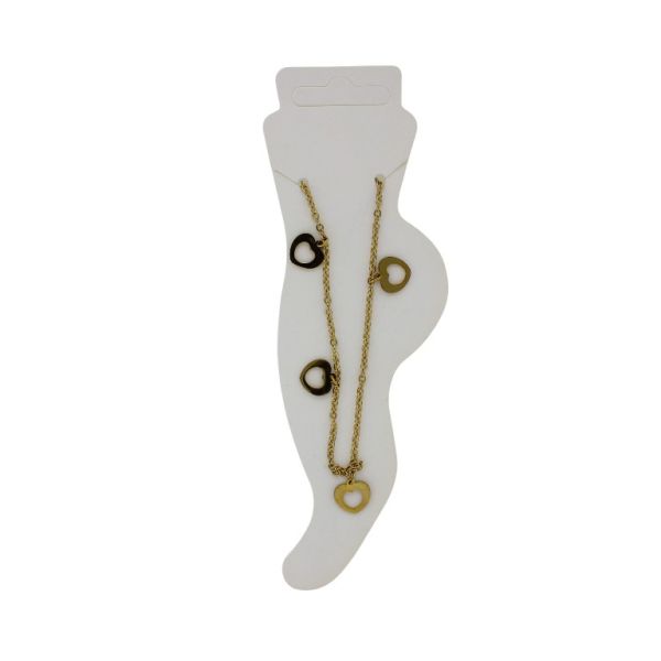 БИЖУТЕРИЯ - ГРИВНА ЗА КРАК - СТОМАНА - СИНДЖИР - 24 см СЪРЦЕ GK081 - ЗЛАТИСТО - ПАКЕТ 2 бр.