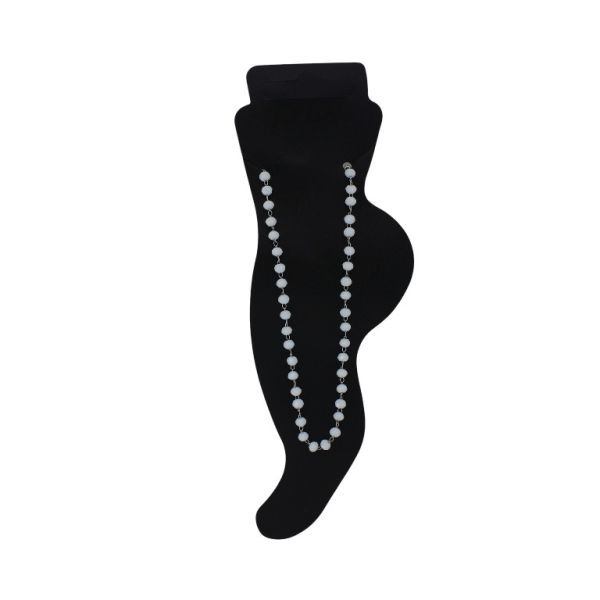 БИЖУТЕРИЯ - ГРИВНА ЗА КРАК - СТОМАНА И КРИСТАЛИ- СИНДЖИР - 21.5 см ТОПЧЕ GK083 НИКЕЛ И БЯЛО - 1 бр.