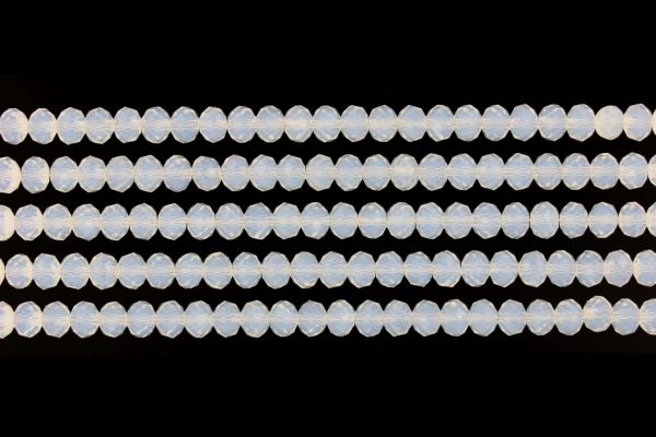 GLASS BEADS - FACETED RONDELLE CRYSTALS - 6x5mm - MILKY - TRANSPARENT 036 - PACKAGE (5x88pcs.) Hole-1.2mm